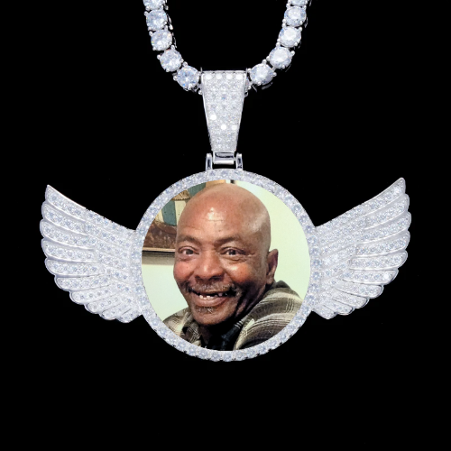 925S & VVS Moissanite 3D Wing Custom Picture Pendant