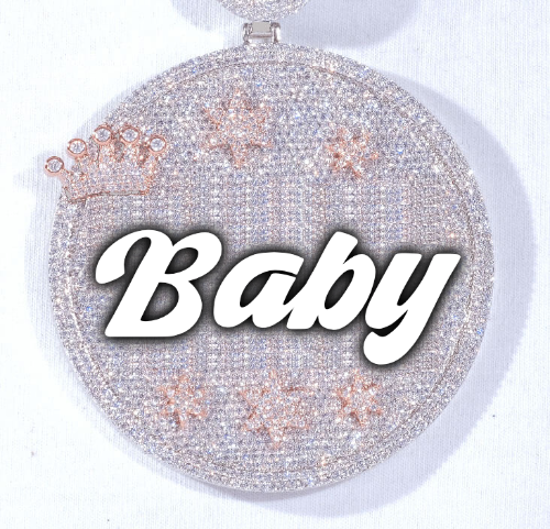 CUSTOM LETTER NECKLACE 3D BIG CROWN DISC