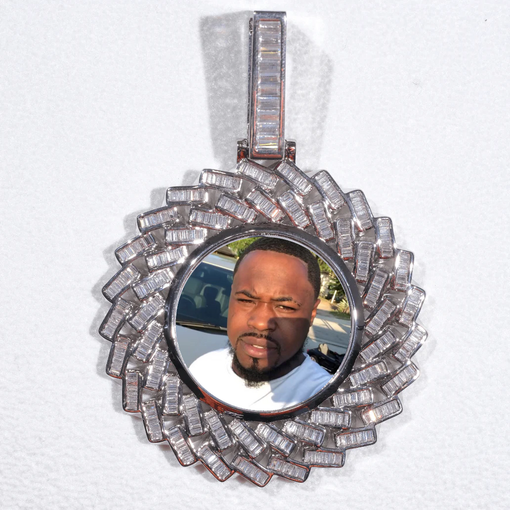 Large 3D Baguette Custom Picture Pendant
