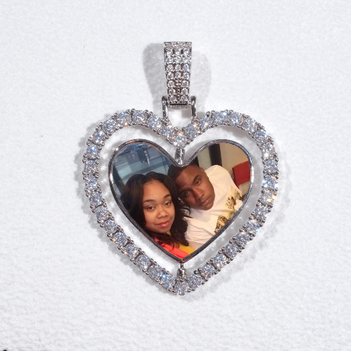 3D Spinning 2-Faced Heart Custom Picture Pendant