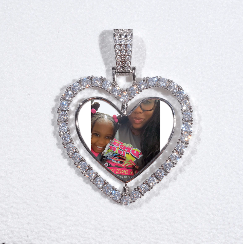 3D Spinning 2-Faced Heart Custom Picture Pendant