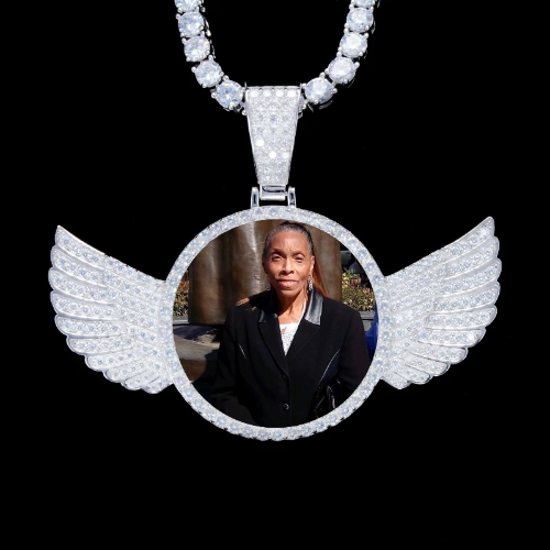 925S & VVS Moissanite 3D Wing Custom Picture Pendant