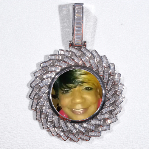 Large 3D Baguette Custom Picture Pendant