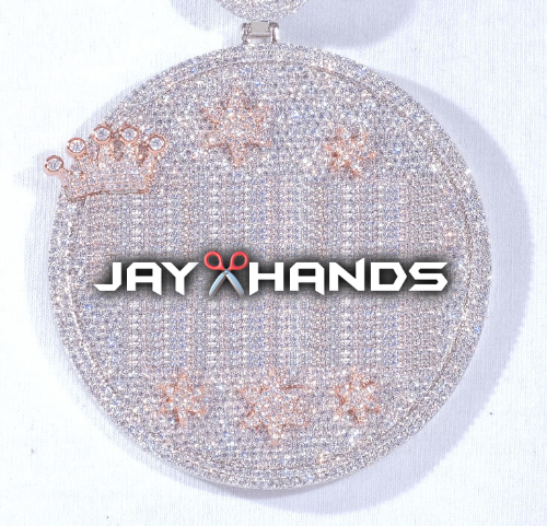 CUSTOM LETTER NECKLACE 3D BIG CROWN DISC