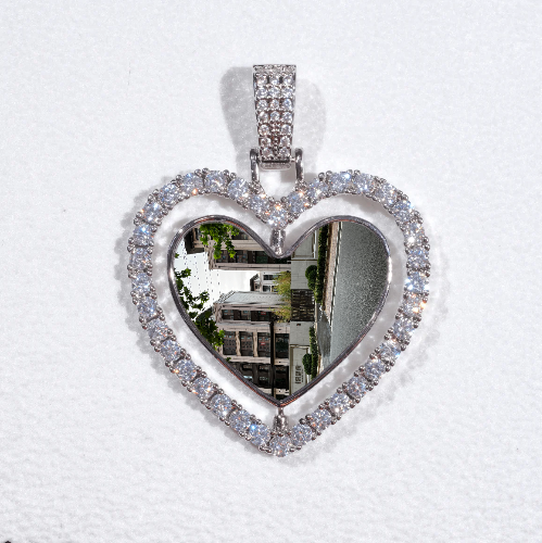 3D Spinning 2-Faced Heart Custom Picture Pendant