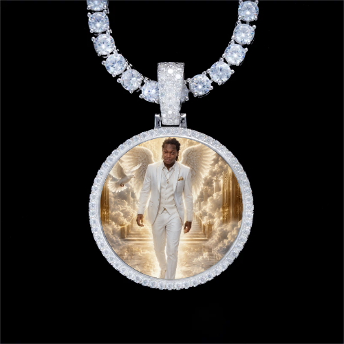 925S & VVS Moissanite 3D Circle Custom Picture Pendant