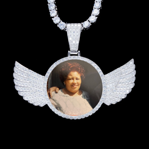 925S & VVS Moissanite 3D Wing Custom Picture Pendant