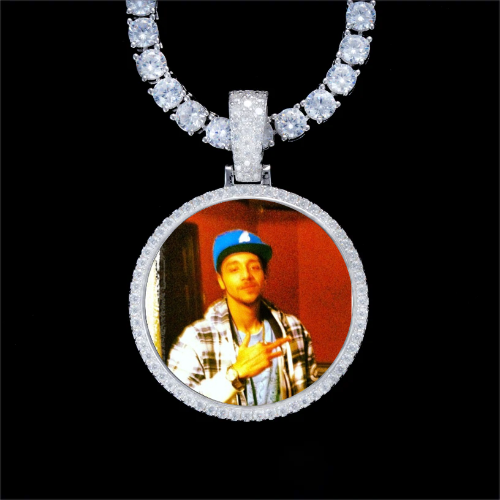 925S & VVS Moissanite 3D Circle Custom Picture Pendant