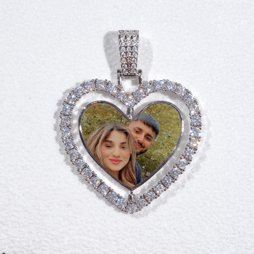 3D Spinning 2-Faced Heart Custom Picture Pendant