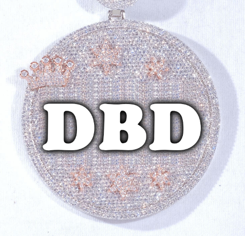 CUSTOM LETTER NECKLACE 3D BIG CROWN DISC