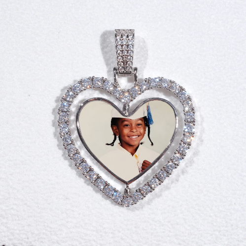 3D Spinning 2-Faced Heart Custom Picture Pendant