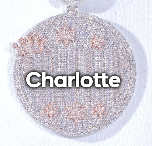 CUSTOM LETTER NECKLACE 3D BIG CROWN DISC
