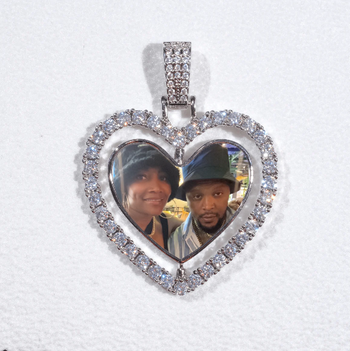 3D Spinning 2-Faced Heart Custom Picture Pendant
