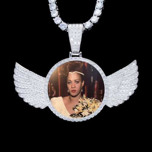 925S & VVS Moissanite 3D Wing Custom Picture Pendant
