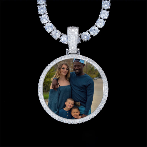 925S & VVS Moissanite 3D Circle Custom Picture Pendant