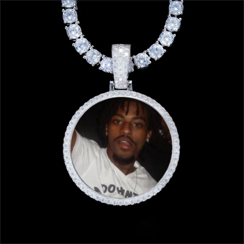 925S & VVS Moissanite 3D Circle Custom Picture Pendant
