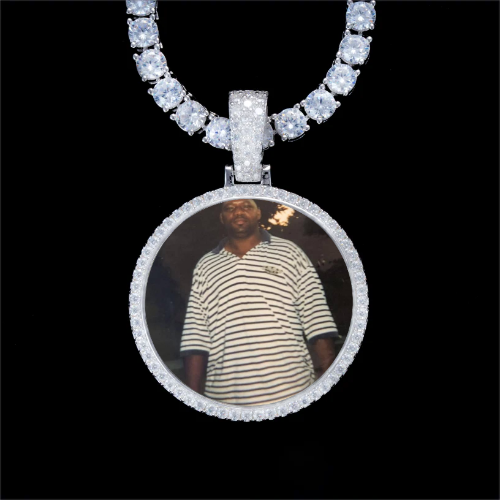 925S & VVS Moissanite 3D Circle Custom Picture Pendant