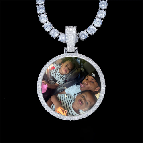 925S & VVS Moissanite 3D Circle Custom Picture Pendant