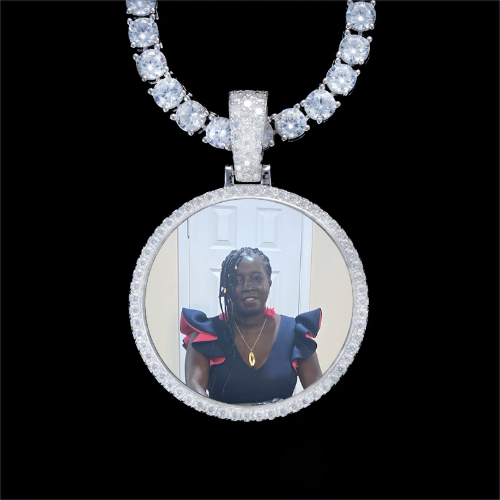 925S & VVS Moissanite 3D Circle Custom Picture Pendant