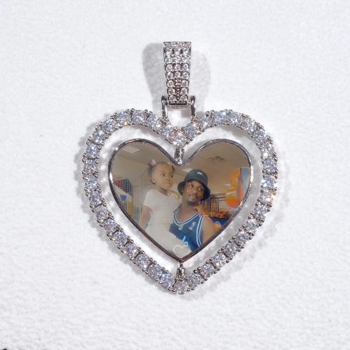 3D Spinning 2-Faced Heart Custom Picture Pendant