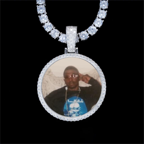 925S & VVS Moissanite 3D Circle Custom Picture Pendant