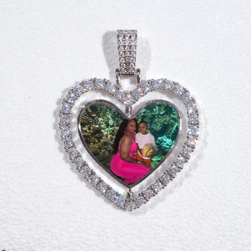 3D Spinning 2-Faced Heart Custom Picture Pendant