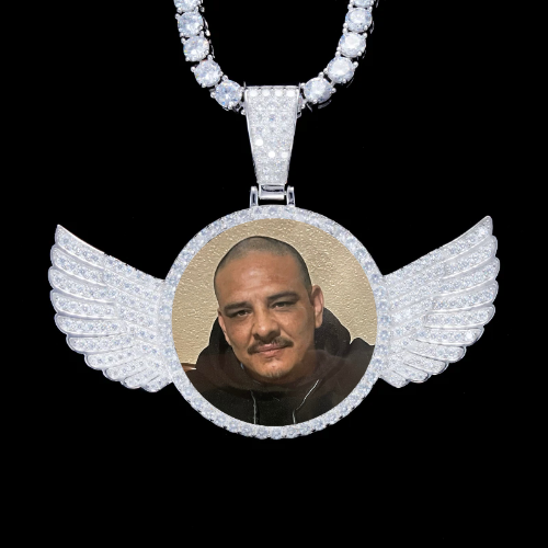 925S & VVS Moissanite 3D Wing Custom Picture Pendant