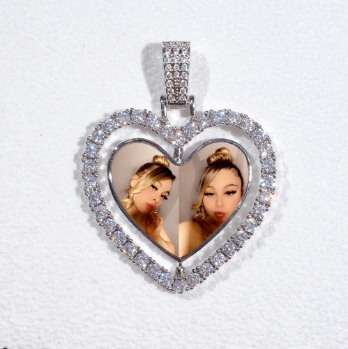 3D Spinning 2-Faced Heart Custom Picture Pendant