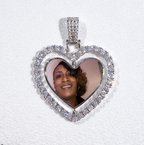 3D Spinning 2-Faced Heart Custom Picture Pendant