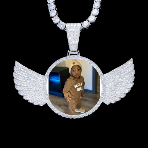 925S & VVS Moissanite 3D Wing Custom Picture Pendant