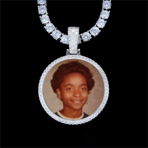 925S & VVS Moissanite 3D Circle Custom Picture Pendant