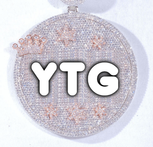 CUSTOM LETTER NECKLACE 3D BIG CROWN DISC