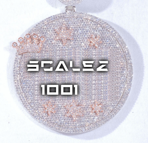 CUSTOM LETTER NECKLACE 3D BIG CROWN DISC