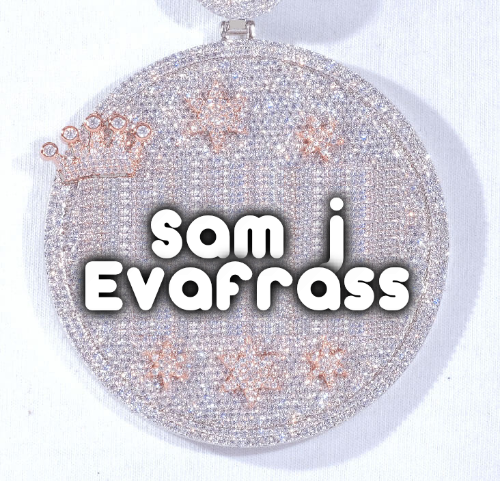 CUSTOM LETTER NECKLACE 3D BIG CROWN DISC