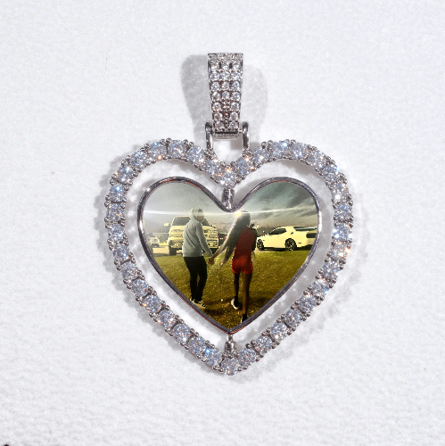 3D Spinning 2-Faced Heart Custom Picture Pendant