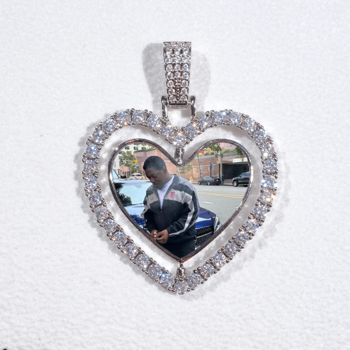 3D Spinning 2-Faced Heart Custom Picture Pendant