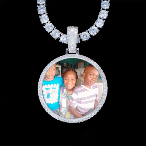 925S & VVS Moissanite 3D Circle Custom Picture Pendant