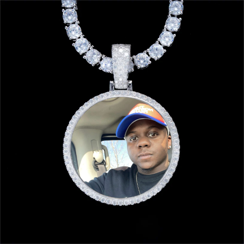 925S & VVS Moissanite 3D Circle Custom Picture Pendant
