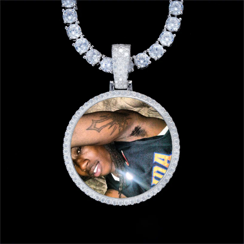 925S & VVS Moissanite 3D Circle Custom Picture Pendant