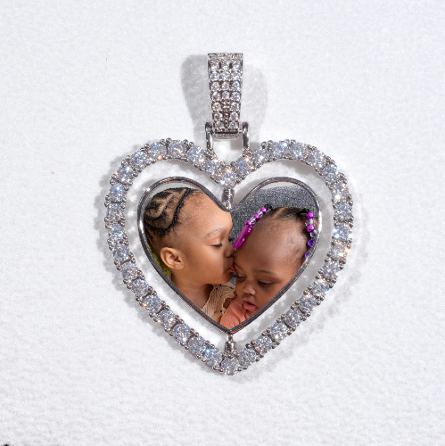 3D Spinning 2-Faced Heart Custom Picture Pendant