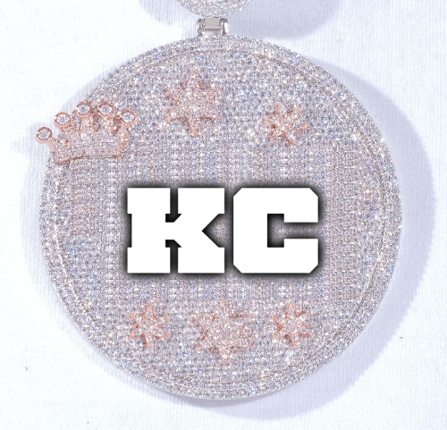 CUSTOM LETTER NECKLACE 3D BIG CROWN DISC