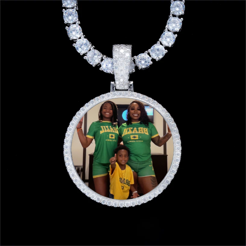 925S & VVS Moissanite 3D Circle Custom Picture Pendant