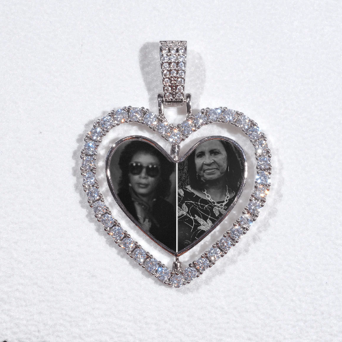 3D Spinning 2-Faced Heart Custom Picture Pendant