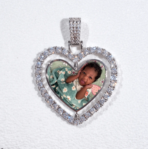 3D Spinning 2-Faced Heart Custom Picture Pendant