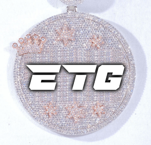 CUSTOM LETTER NECKLACE 3D BIG CROWN DISC