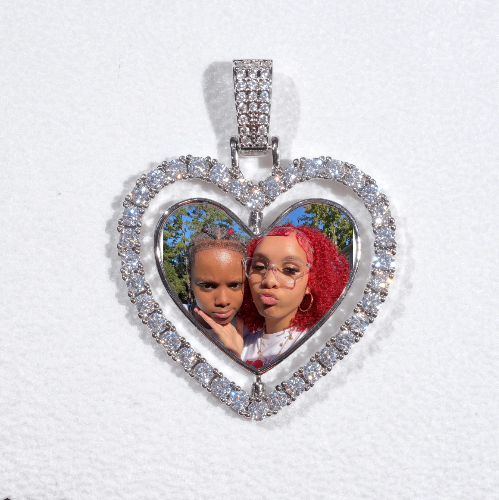 3D Spinning 2-Faced Heart Custom Picture Pendant
