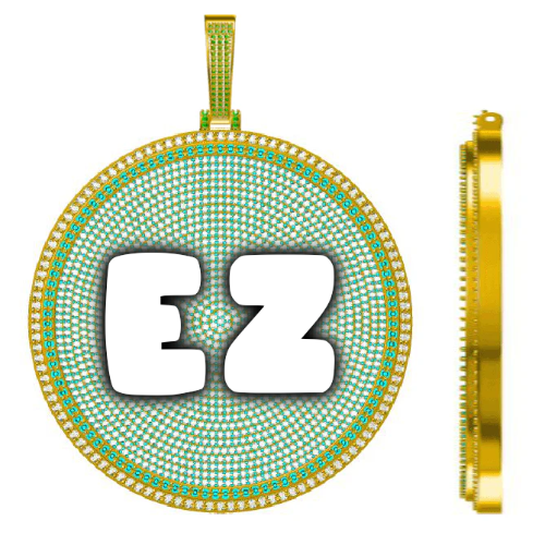 CUSTOM LETTER NECKLACE 3D BIG DISC