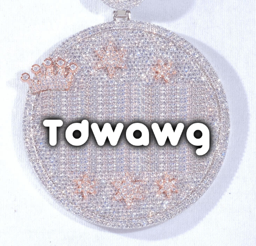CUSTOM LETTER NECKLACE 3D BIG CROWN DISC