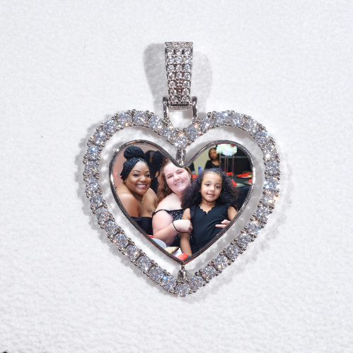 3D Spinning 2-Faced Heart Custom Picture Pendant