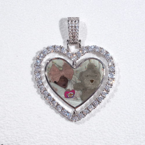 3D Spinning 2-Faced Heart Custom Picture Pendant